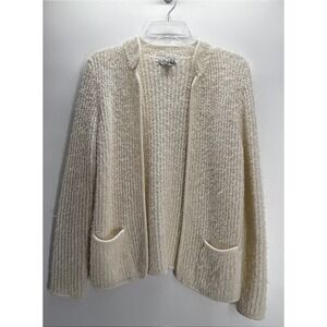 VTG 1980s Adele Joyce Womens Grandmacore Coastal Boucle Knit Oatmeal‎ Cardigan L